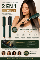 Cepillo Plancha Secador 2 En 1 Alisador